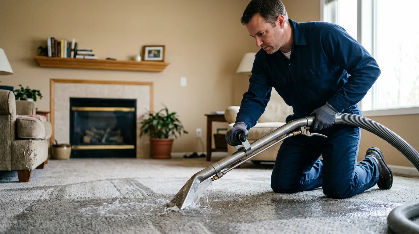 Water damage restoration technician working near Spraggs, PA